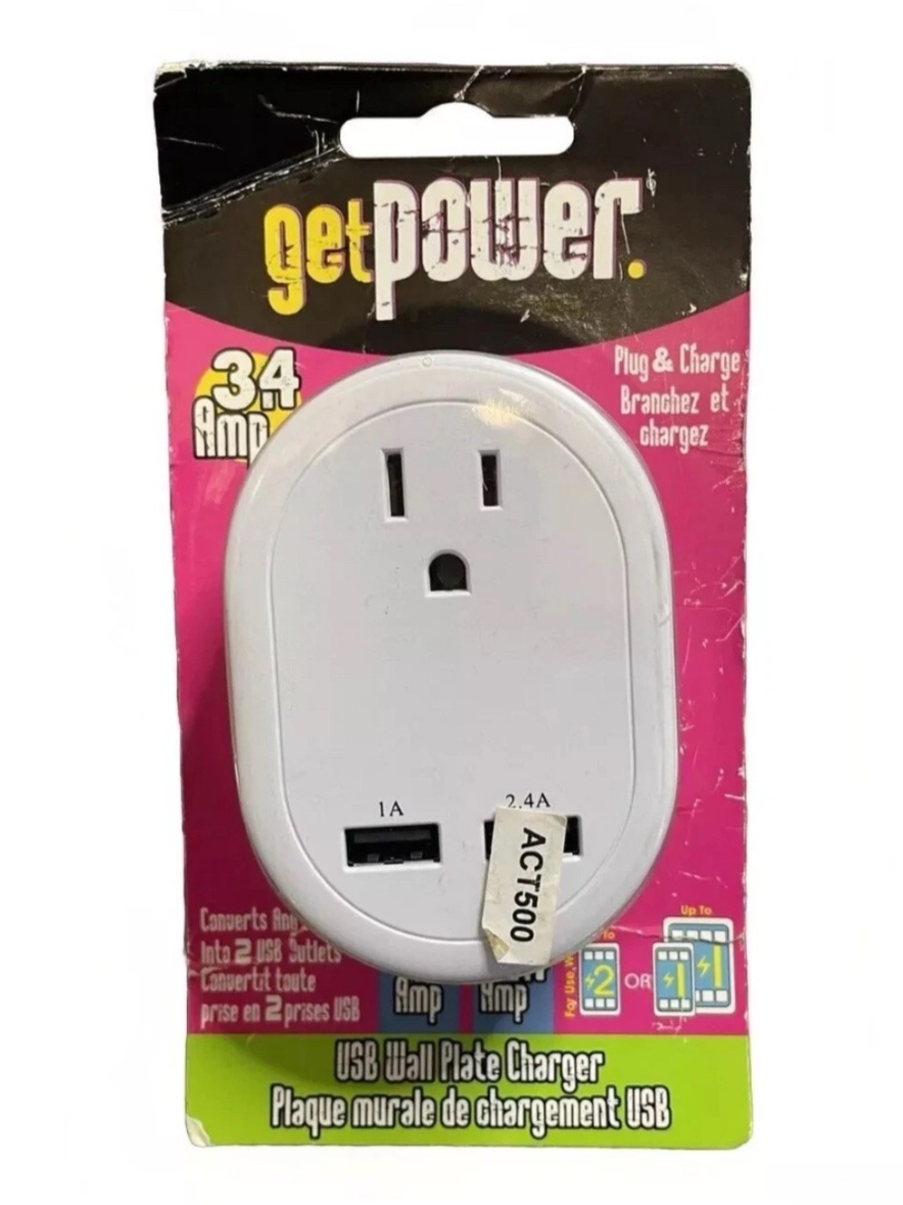 New In Box Get Power USB Wall Plate Charger 3.4 Amp